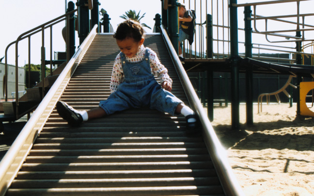 Mari slides down!