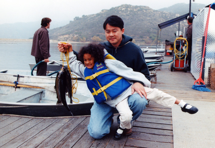 Mari shows all the fish we caught!