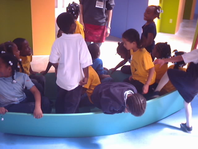 Mari goes in the tub at the Children's Museum!