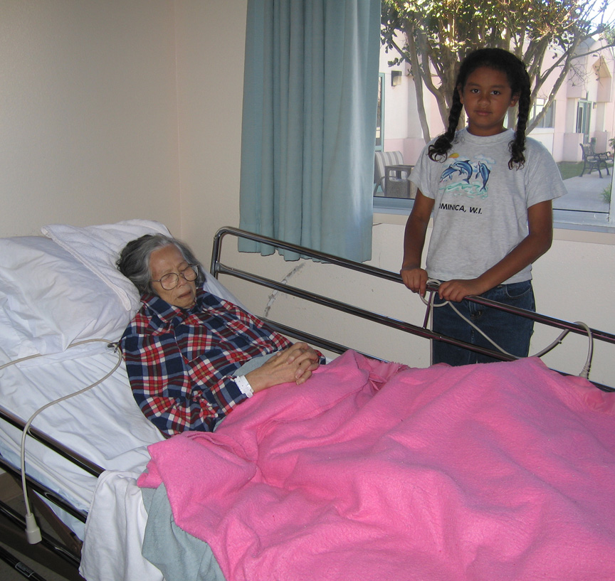 Mari visits her grandmother at Evergreen Carmel Mountain Health & Rehabilitation Center