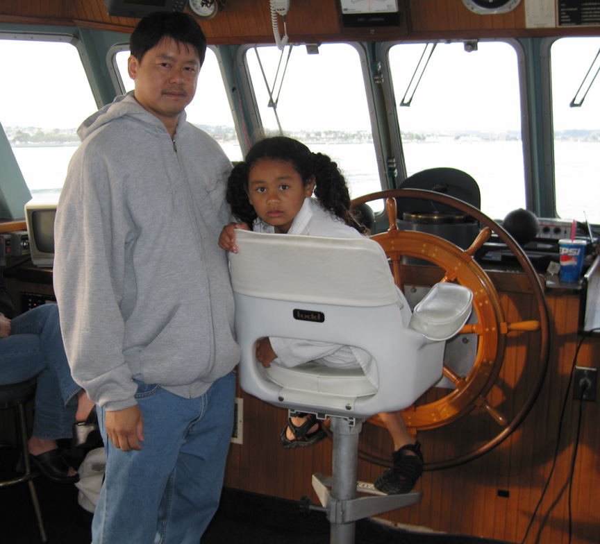 Mari hangs out with daddy on the bridge!