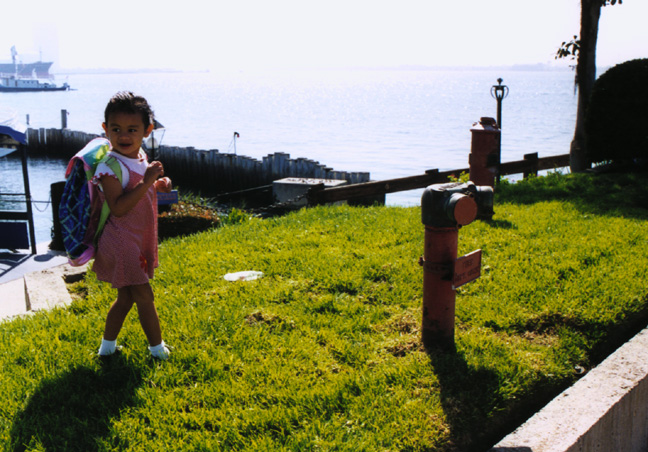 Mari loves to look at the bay.