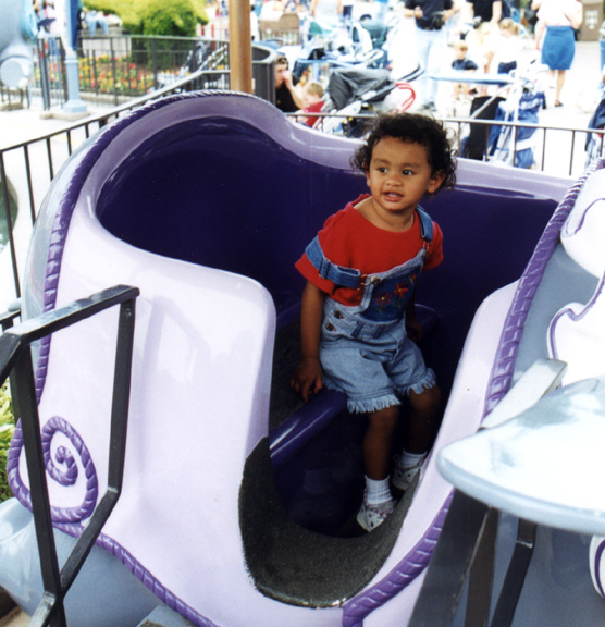 Mari poses on Dumbo!