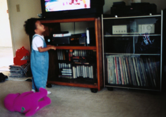 Mari checks the tv