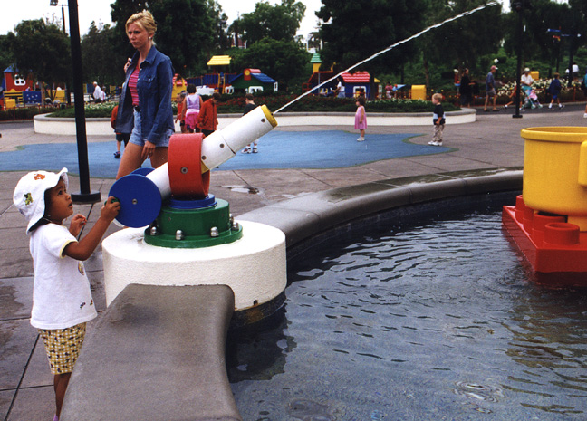 Mari plays with a water gun!